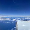 Somewhere above the South Pacific. Waking up to warm blue skies again after a month in wintery Europe